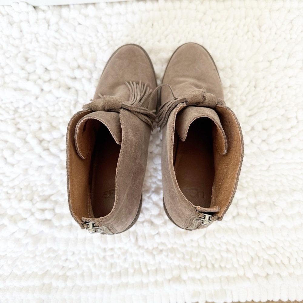 UGG Corin suede tassel booties size 7 grey brown rubber soles - Picture 5 of 7